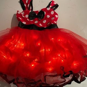Minnie Mouse light up dress 12 mo red white matching headband! Worn once Disney